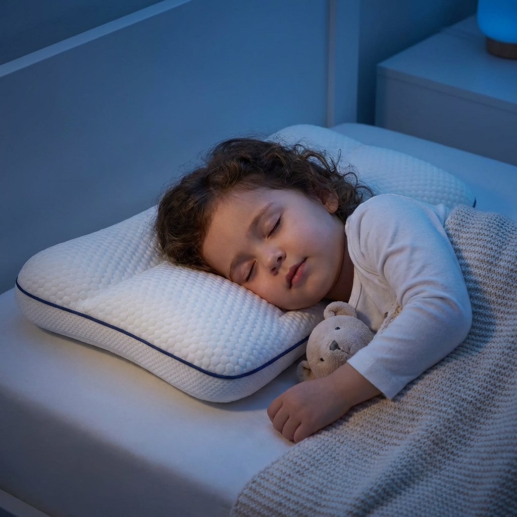 Little girl sleeping on a soft pillow