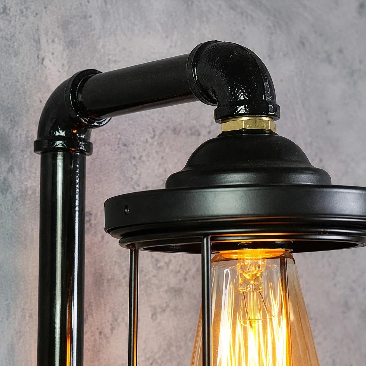 Wall Sconce — Vintage Cage Shade, Industrial Pipe Style
