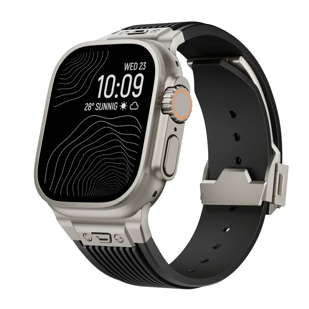 Brățară NovaFlex din silicon pentru Apple Watch 42–49mm - Închidere pliabilă reglabilă - Desfino