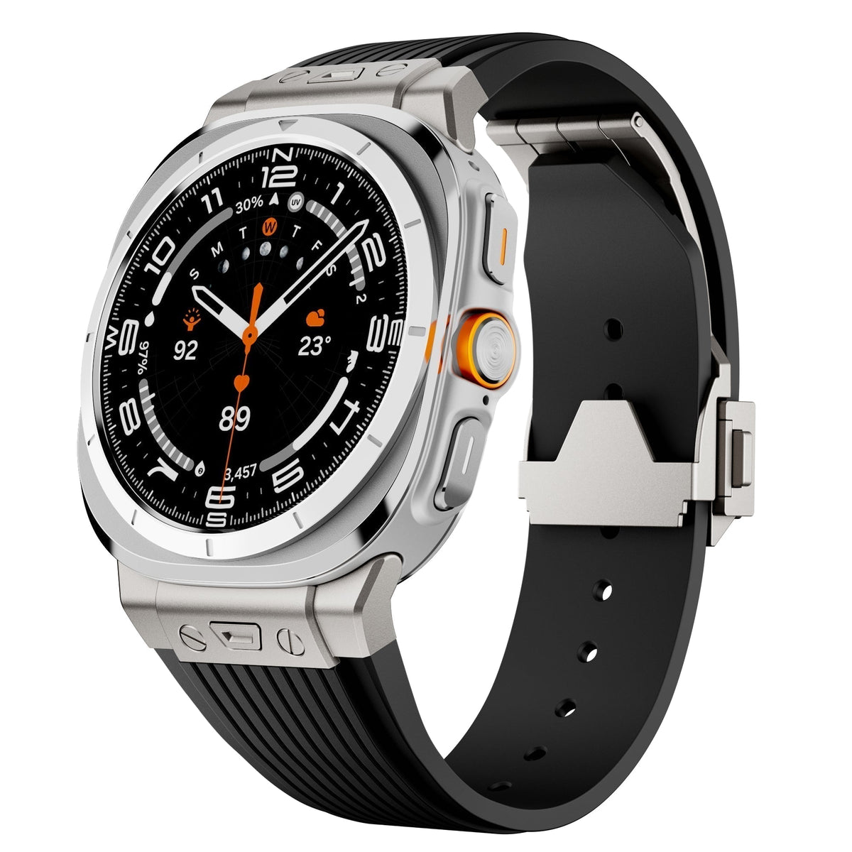 Cinturino in silicone Kirrea per Samsung Watch Ultra — fibbia pieghevole in acciaio inox - Desfino