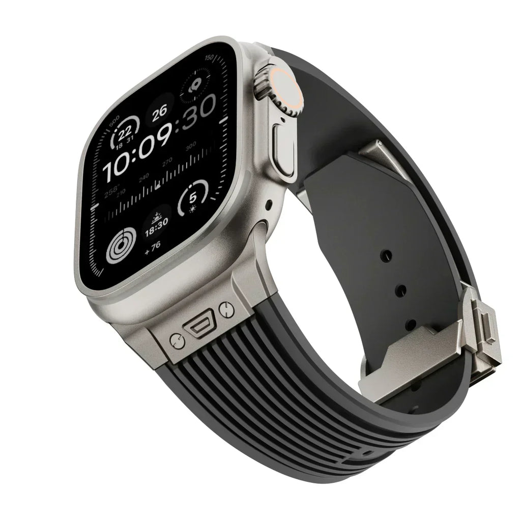 Brățară NovaFlex din silicon pentru Apple Watch 42–49mm - Închidere pliabilă reglabilă - Desfino