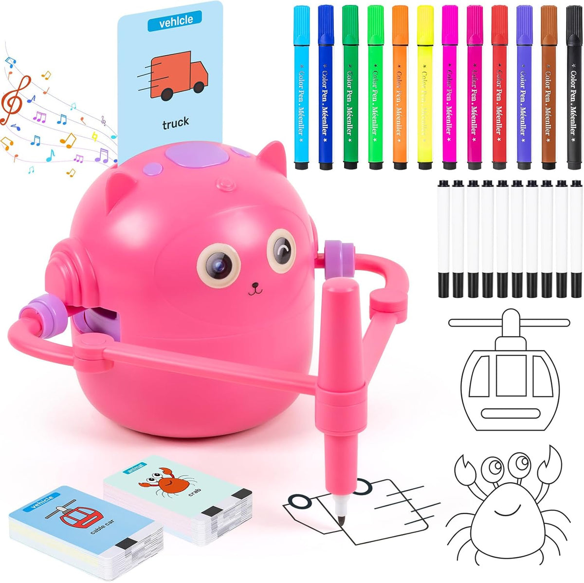 Doodle Bot Screen-Free Sketching Robot — Guided Template Drawing Companion