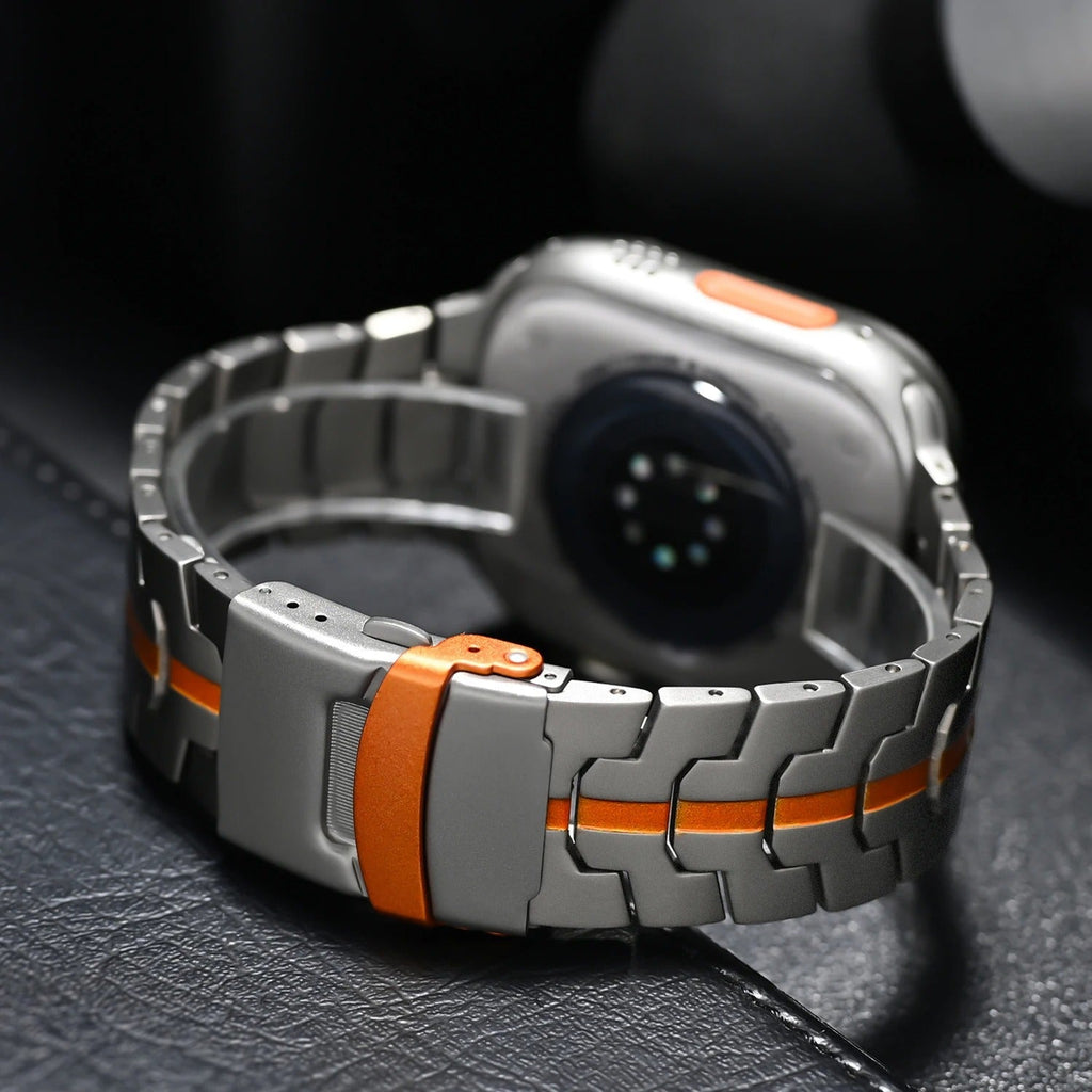 Cinturino in titanio per Apple Watch Veralis — Fibbia ipoallergenica - Desfino