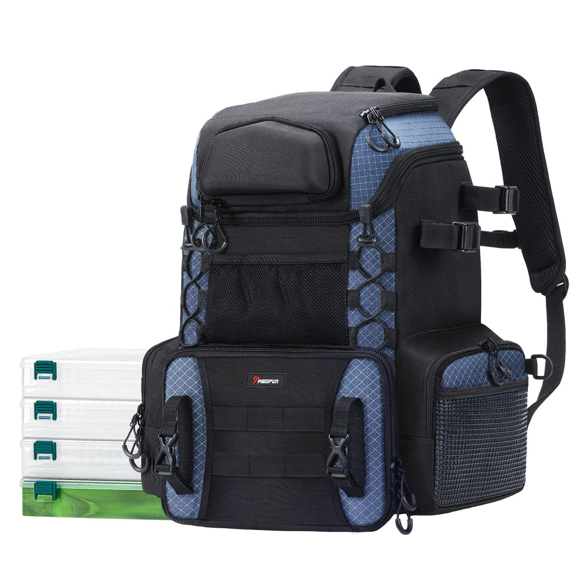 Mochila grande para aparejos de pesca Piscifun — 4 cajas de almacenamiento - Desfino