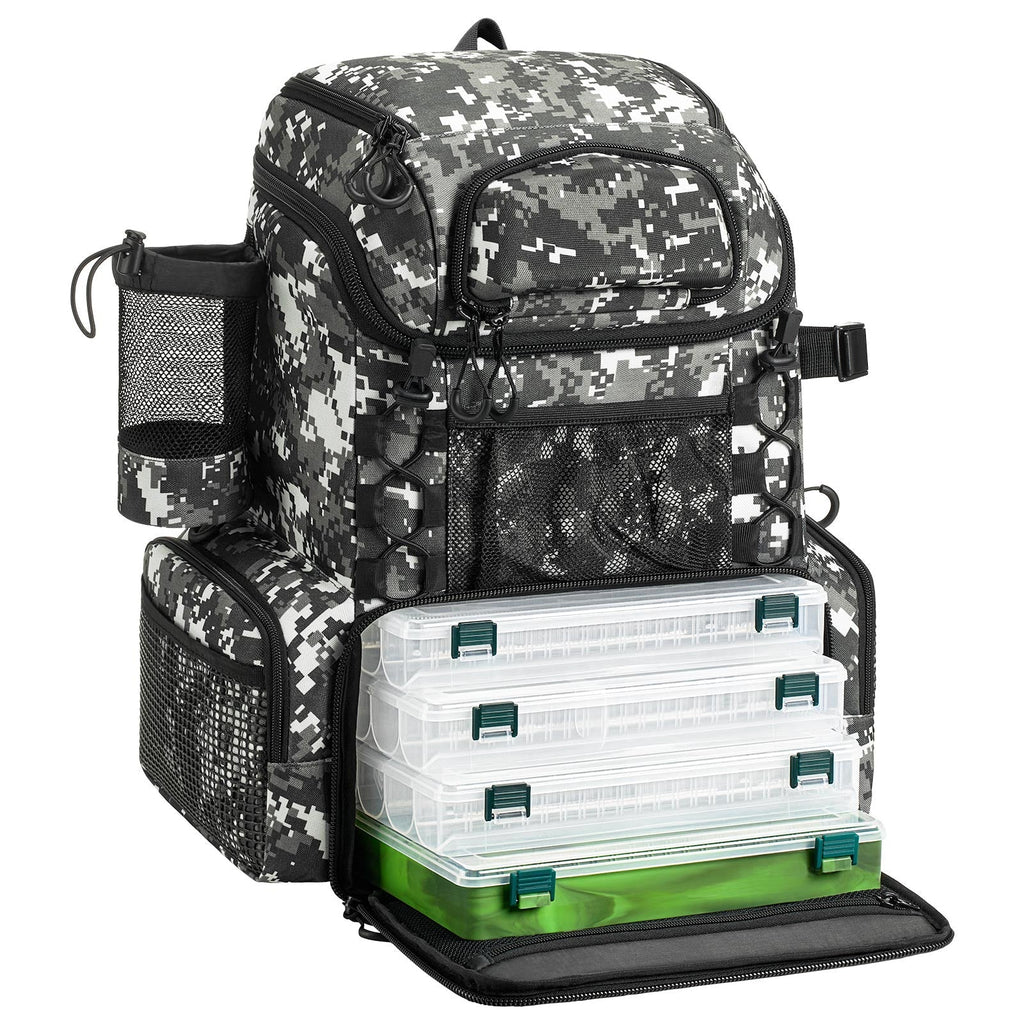 Mochila grande para aparejos de pesca Piscifun — 4 cajas de almacenamiento - Desfino