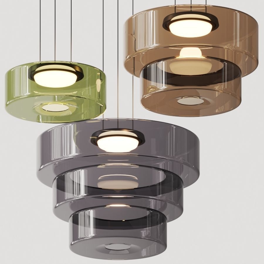 Suspension de plafond en verre Asteron inspirée de la lune et du Bauhaus - Desfino