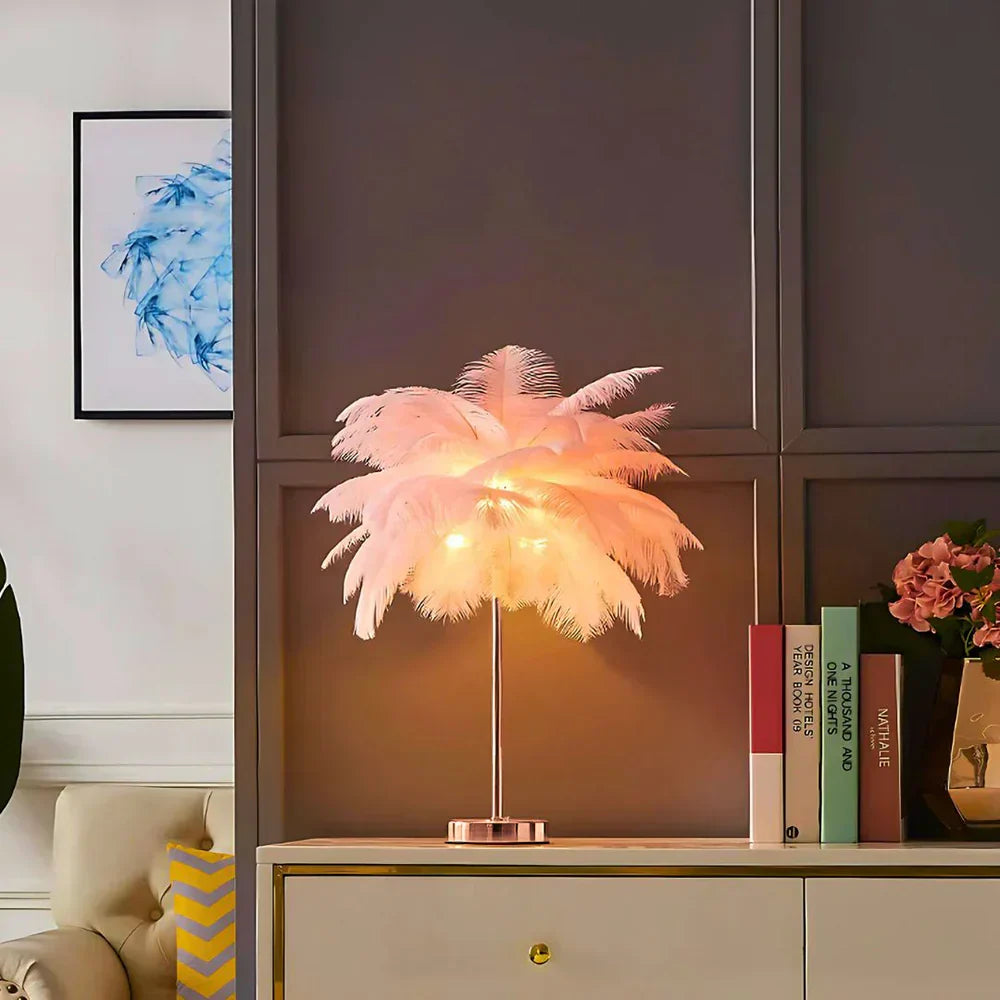 Lampă cu efect de strălucire FeatherLuxe — lumină ambientală blândă, inspirată de pene - Desfino