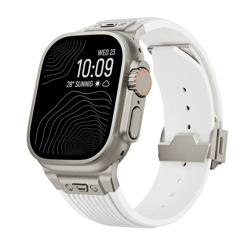 Brățară NovaFlex din silicon pentru Apple Watch 42–49mm - Închidere pliabilă reglabilă - Desfino