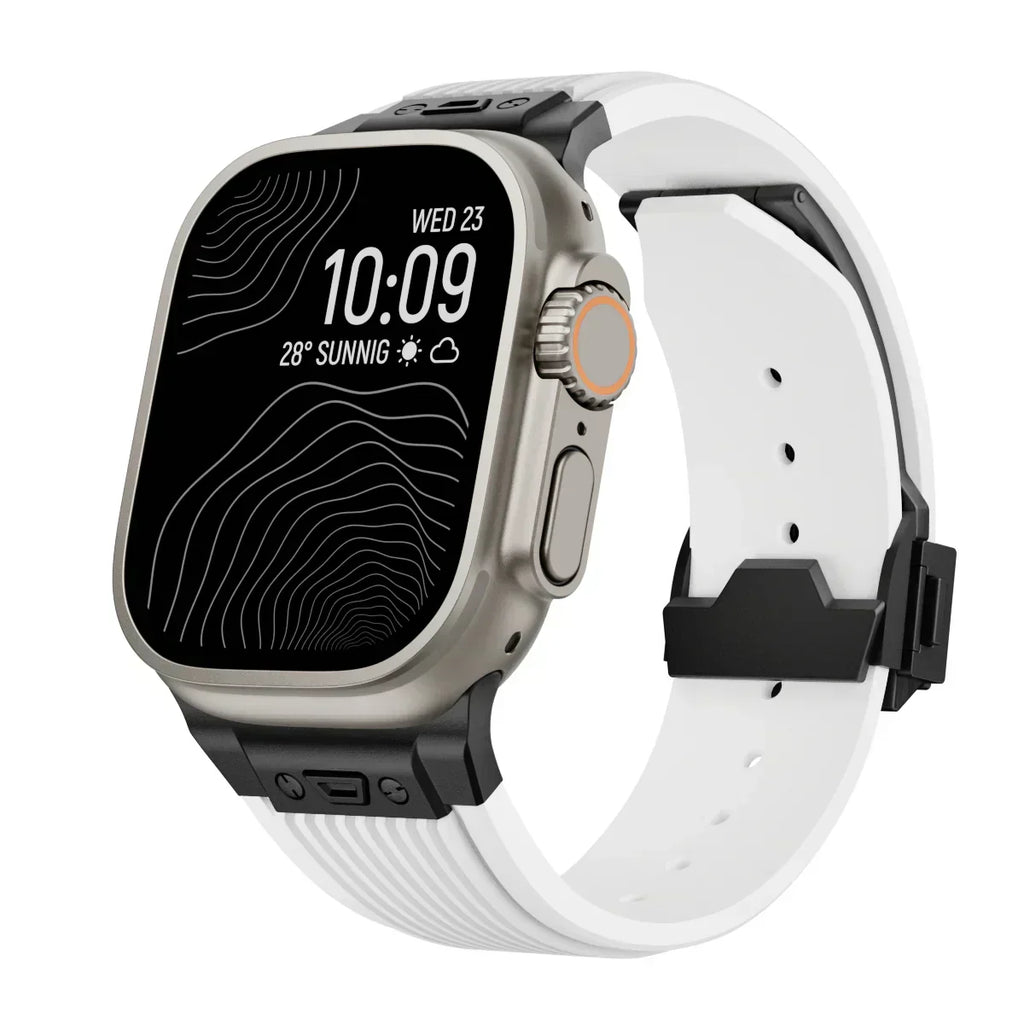 Brățară NovaFlex din silicon pentru Apple Watch 42–49mm - Închidere pliabilă reglabilă - Desfino