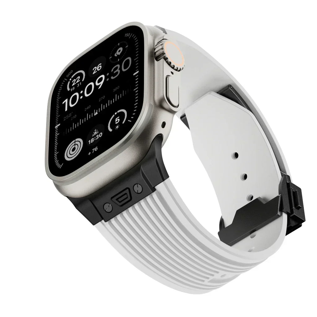 Brățară NovaFlex din silicon pentru Apple Watch 42–49mm - Închidere pliabilă reglabilă - Desfino