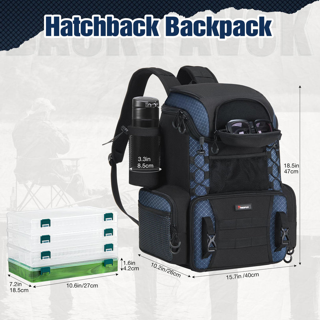 Mochila grande para aparejos de pesca Piscifun — 4 cajas de almacenamiento - Desfino
