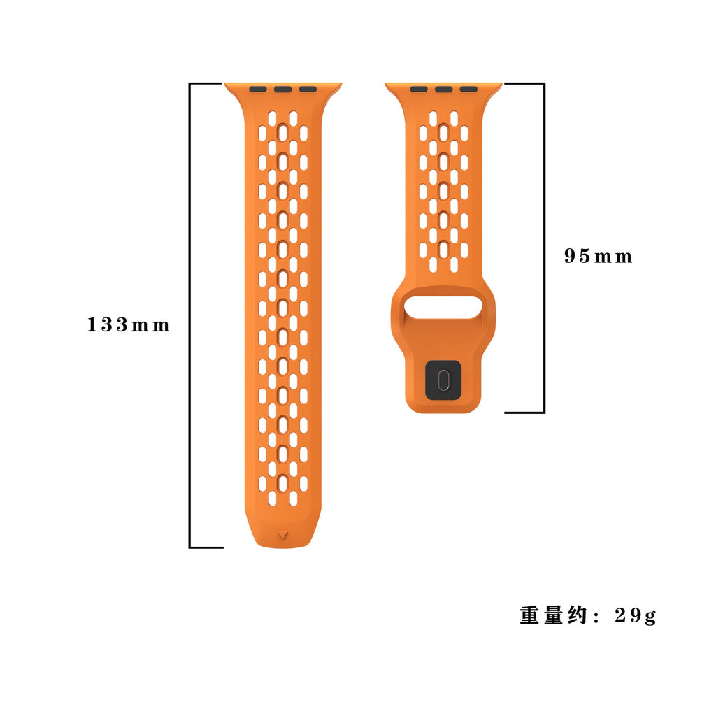 רצועת שעון Apple Watch מ־AeroFlex מגומי FKM באיכות שווייצרית — מבנה מאוורר לזרימת אוויר