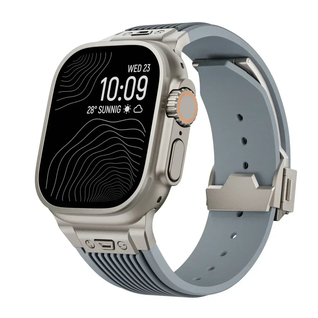 Brățară NovaFlex din silicon pentru Apple Watch 42–49mm - Închidere pliabilă reglabilă - Desfino