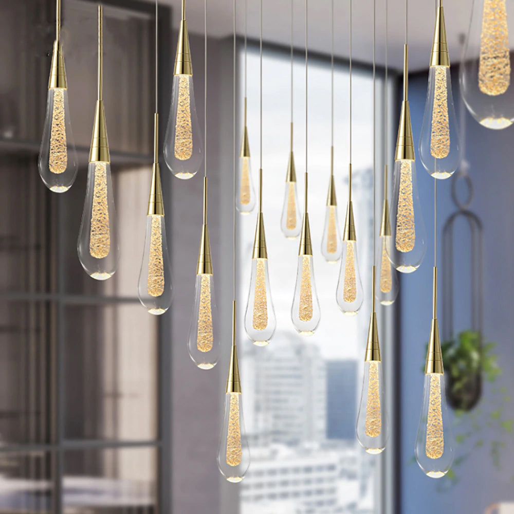 Suspension DrizzleDrop de Luneo — Gouttes LED, finition d’ambiance - Desfino
