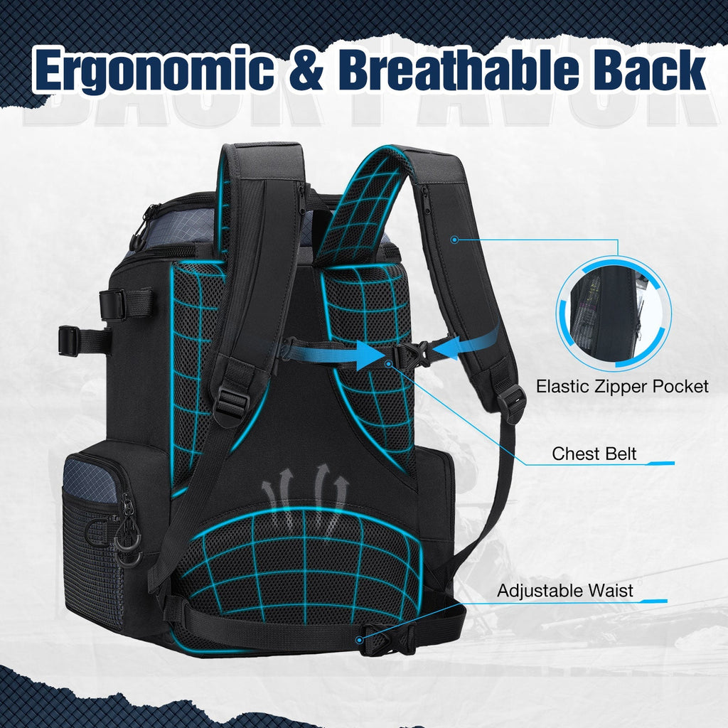 Mochila grande para aparejos de pesca Piscifun — 4 cajas de almacenamiento - Desfino