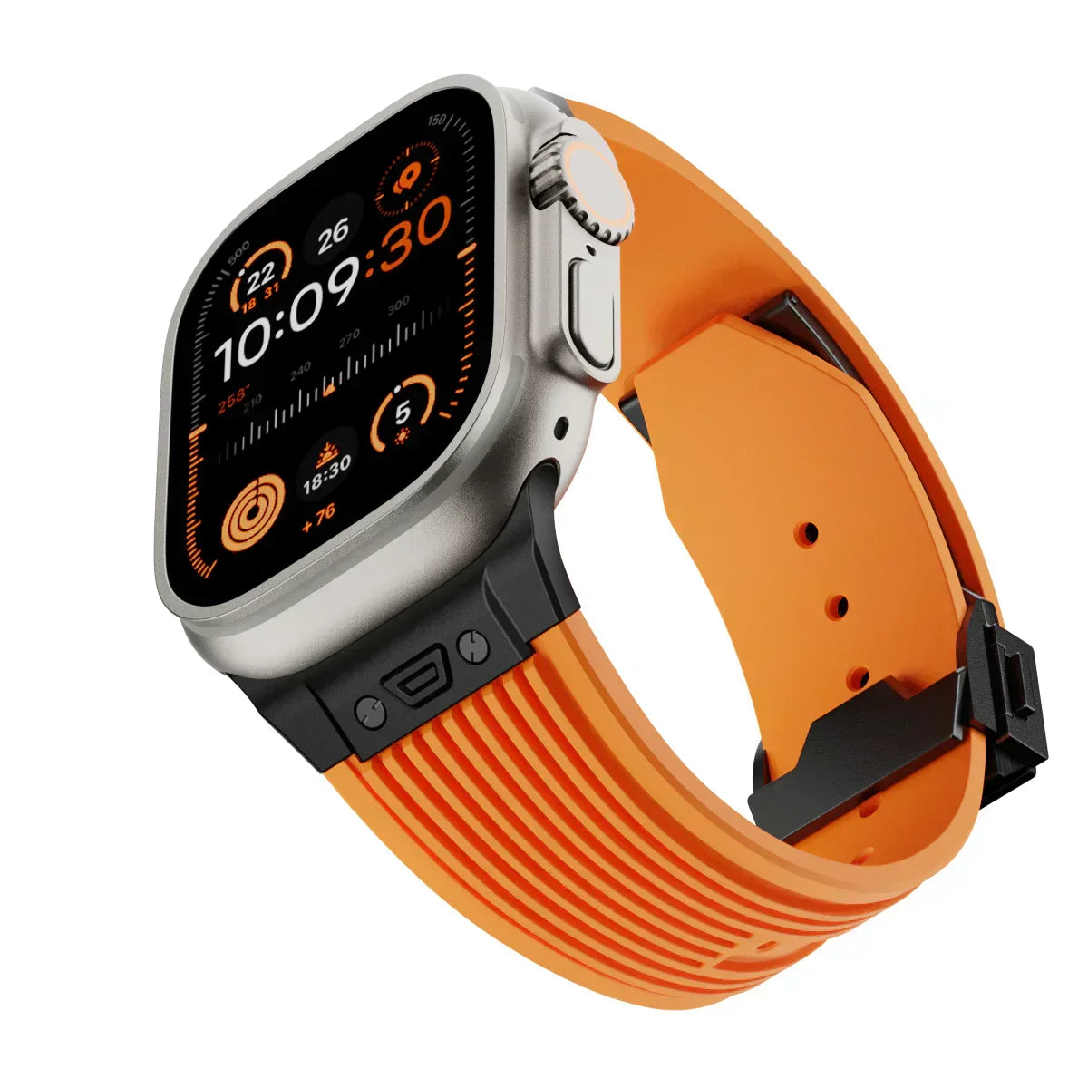 Brățară NovaFlex din silicon pentru Apple Watch 42–49mm - Închidere pliabilă reglabilă - Desfino