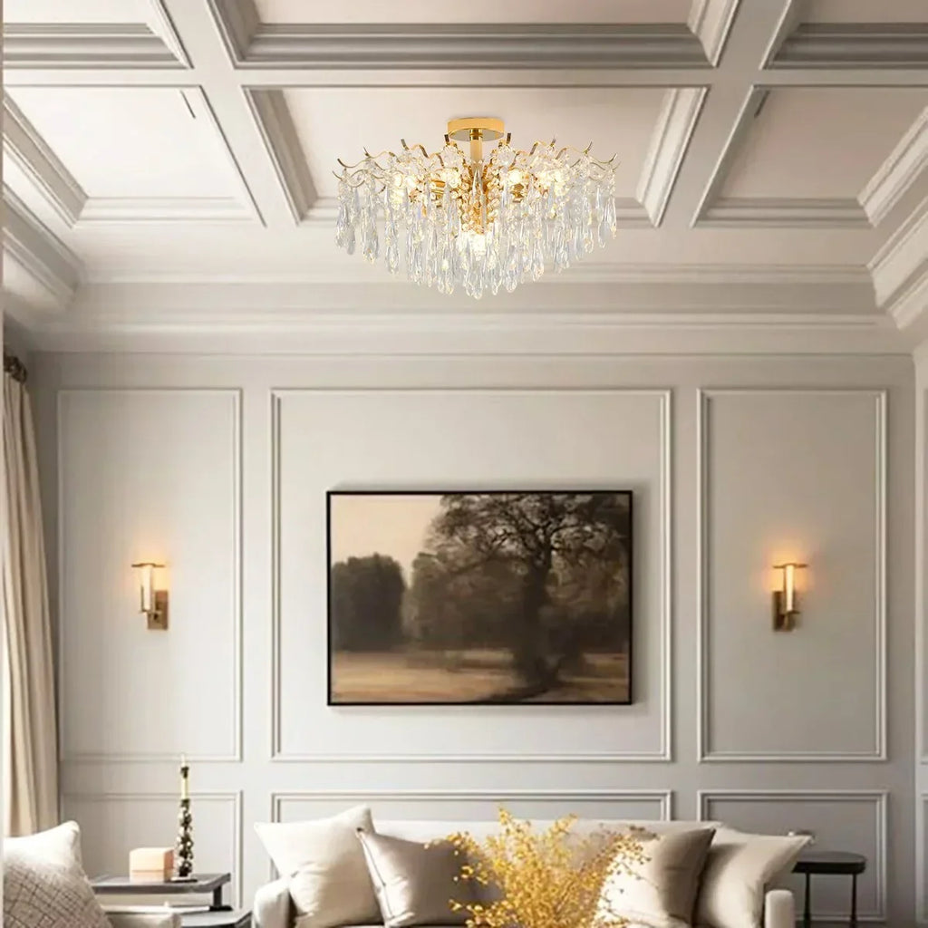French Vintage Crystal Ceiling Chandelier | Desfino
