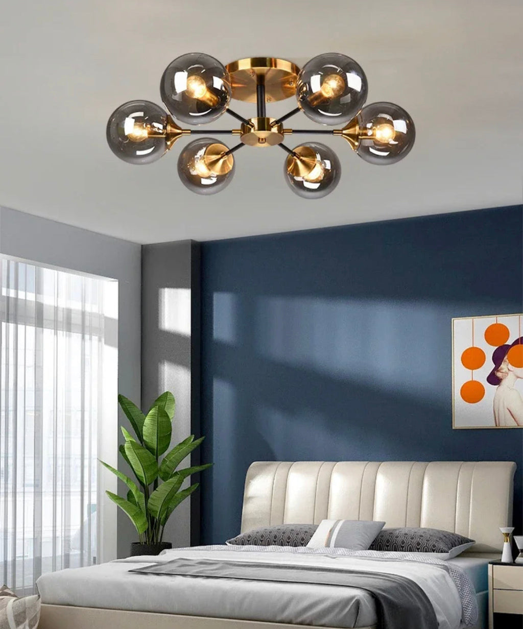 8-Light Glass Globe Chandelier in Jade