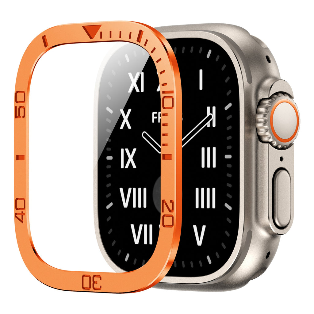 Vellon beschermer van gehard glas — metalen frame voor Apple Watch Ultra & Ultra 2 - Desfino