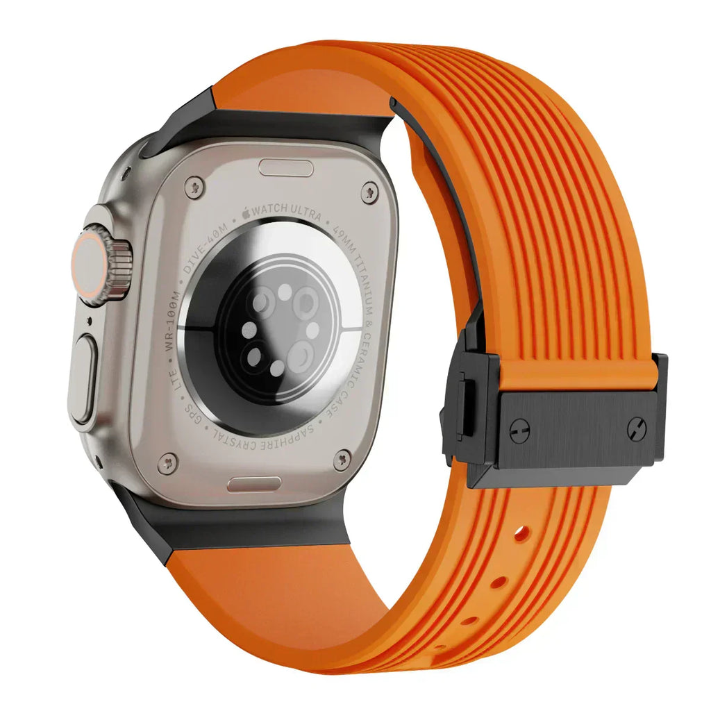 Brățară NovaFlex din silicon pentru Apple Watch 42–49mm - Închidere pliabilă reglabilă - Desfino