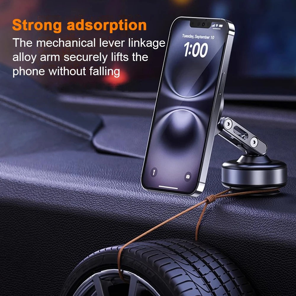 Magnetyczny uchwyt samochodowy FluxGrip 360° na telefon — mocowanie z przyssawką - Desfino