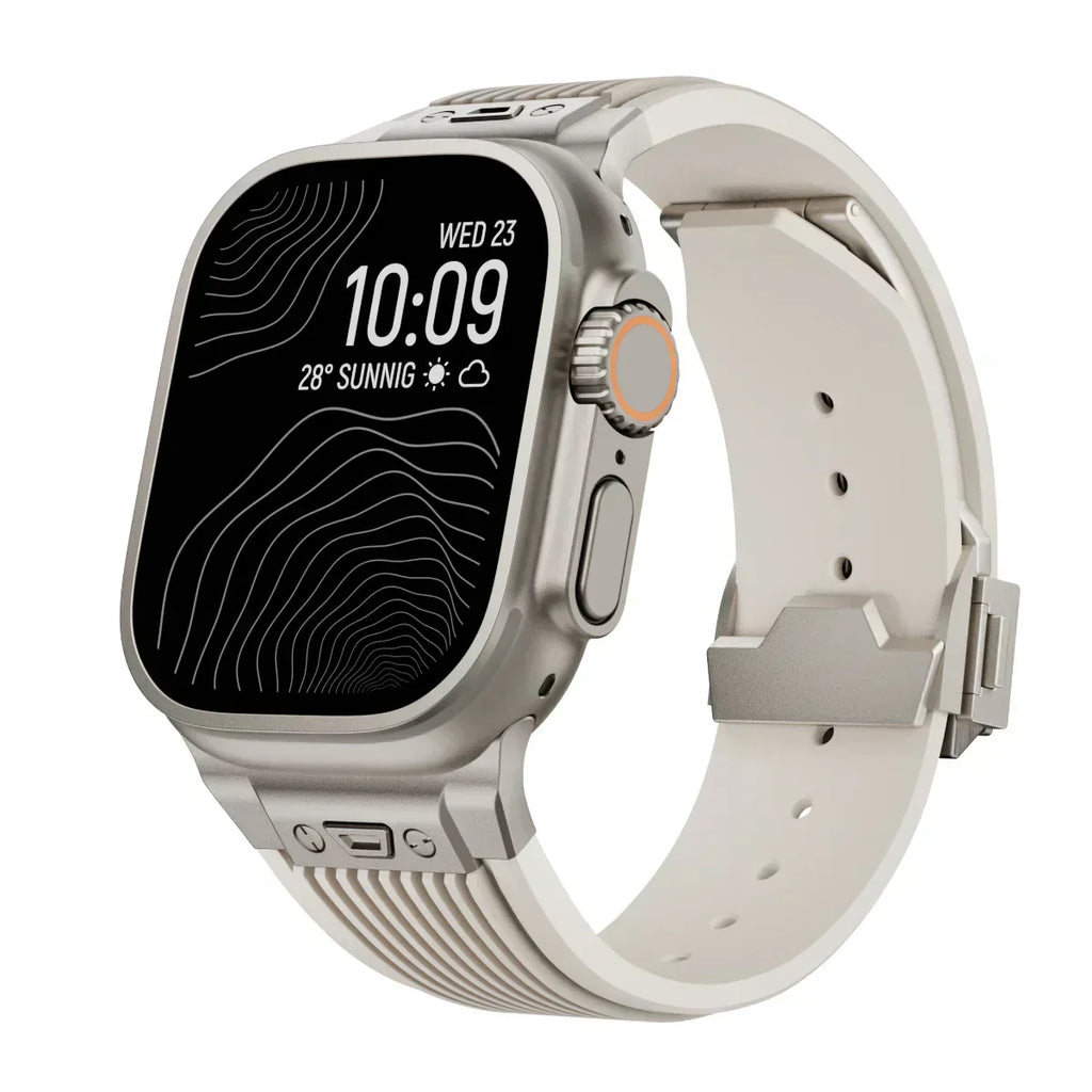 Brățară NovaFlex din silicon pentru Apple Watch 42–49mm - Închidere pliabilă reglabilă - Desfino