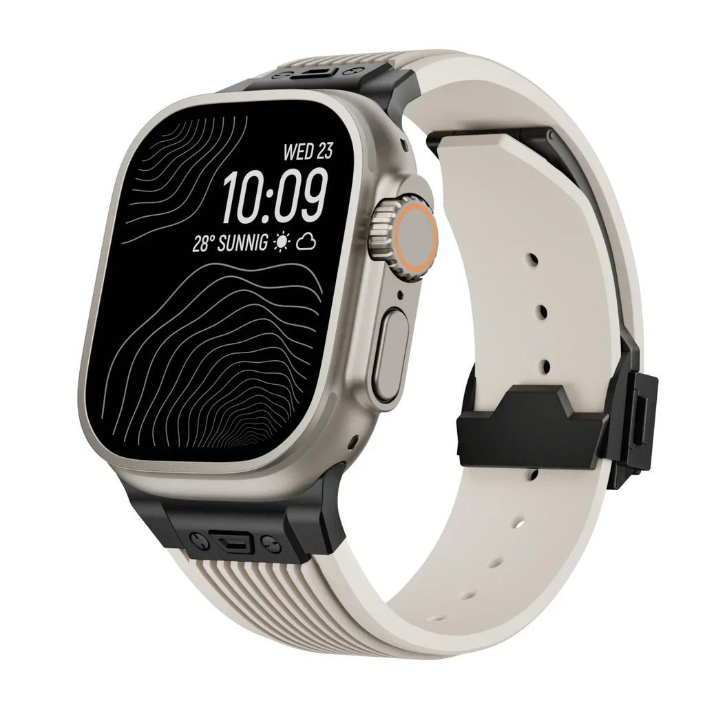 Brățară NovaFlex din silicon pentru Apple Watch 42–49mm - Închidere pliabilă reglabilă - Desfino