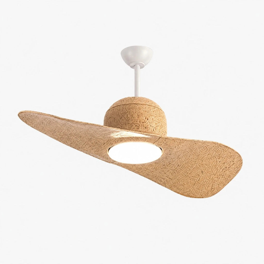 Deckenventilator mit hutähnlicher Leuchte und zwei Flügeln, integrierter LED-Diffusor