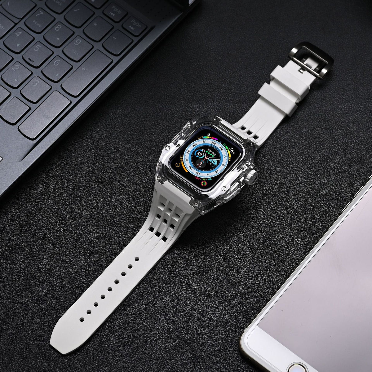 Sada pouzdra na Apple Watch GlacierGuard a pásku z fluorokaučuku - Desfino