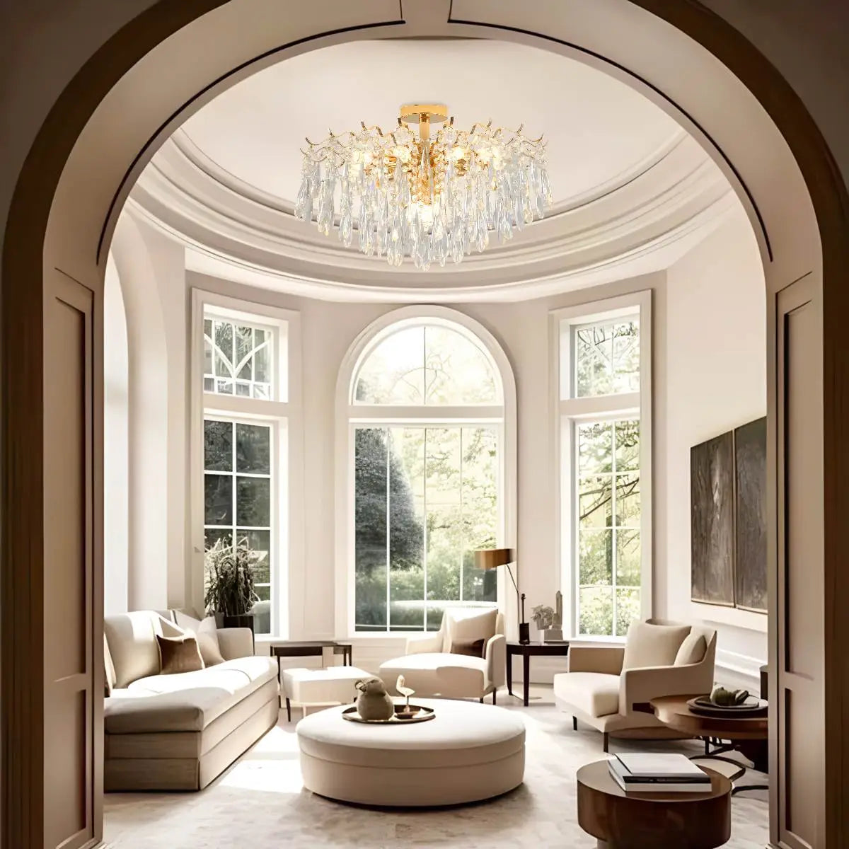French Vintage Crystal Ceiling Chandelier | Desfino