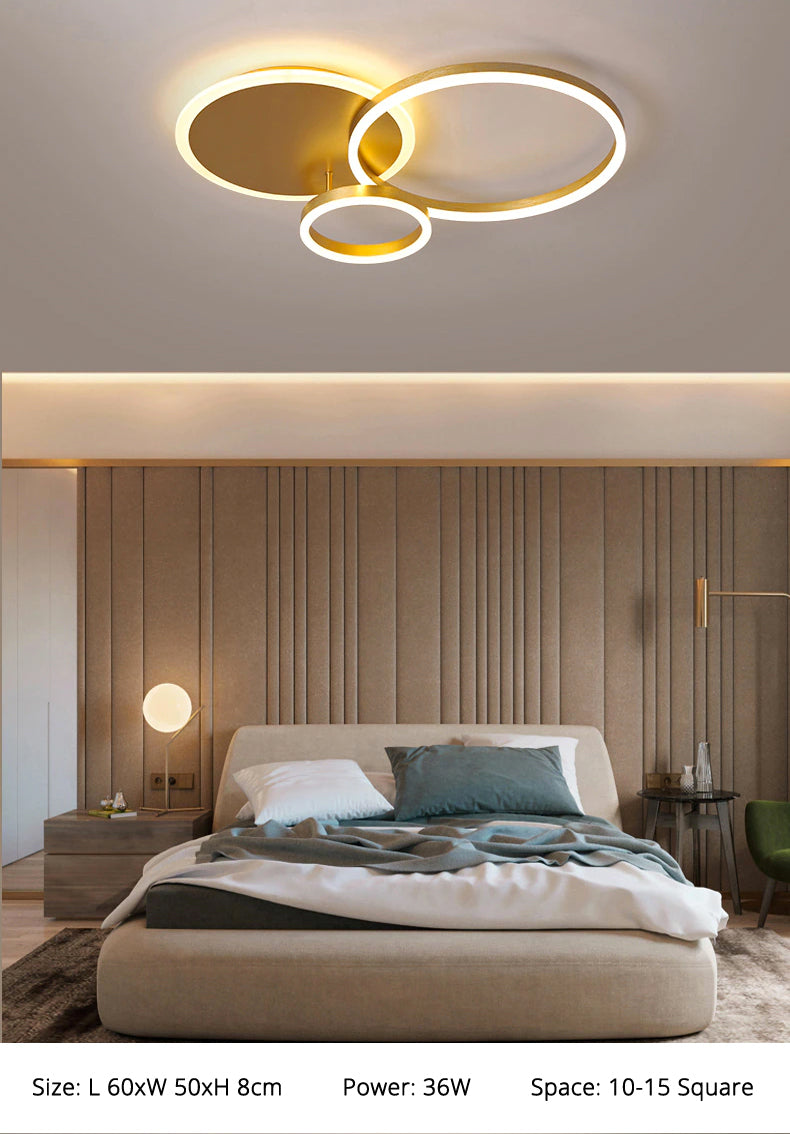LunaRing stropní LED svítidlo — plovoucí kruhový design, jemné světlo - Desfino