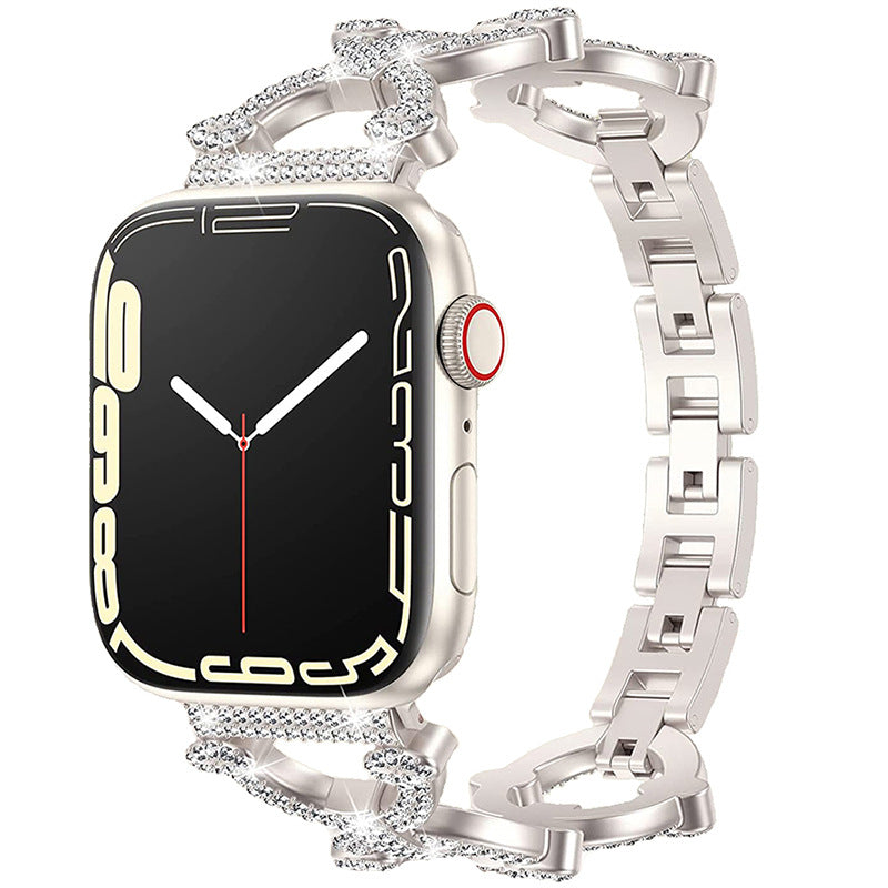 Bracelete de elos brilhante com diamantes, estilo joia, para smartwatches - Desfino