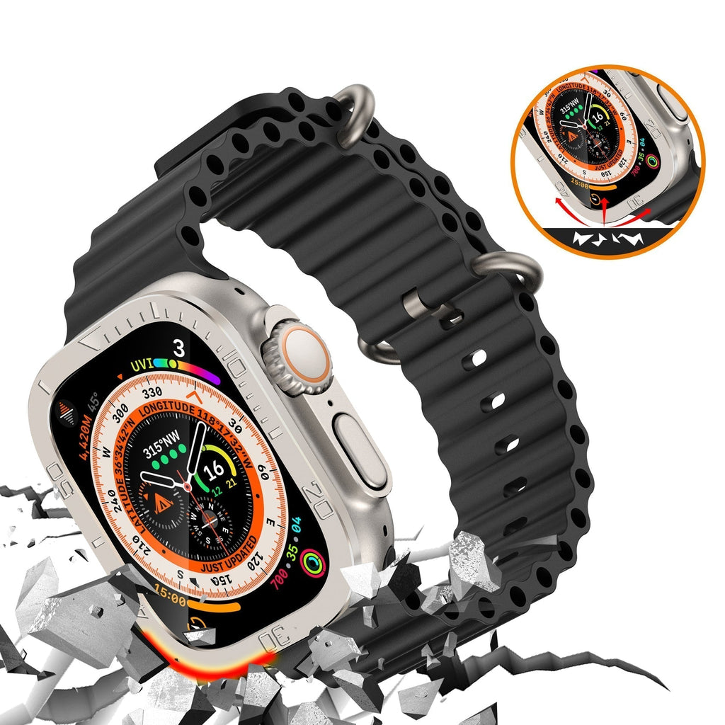 Vellon beschermer van gehard glas — metalen frame voor Apple Watch Ultra & Ultra 2 - Desfino