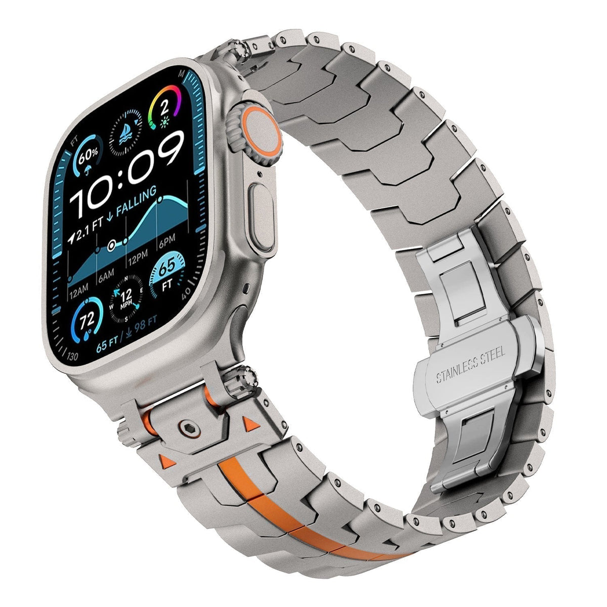 Kovový řemínek AurumForge pro Apple Watch — Bezpečná přezka, propracované články