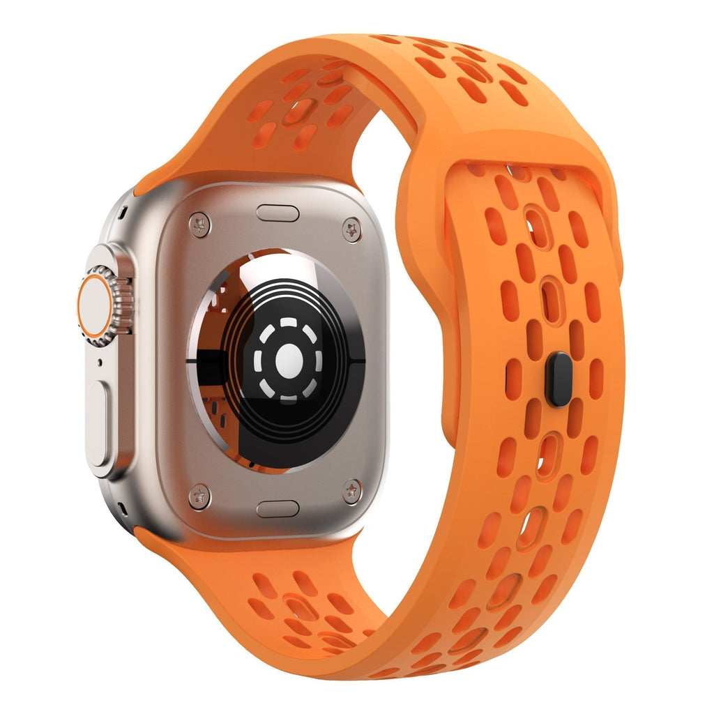 רצועת שעון Apple Watch מ־AeroFlex מגומי FKM באיכות שווייצרית — מבנה מאוורר לזרימת אוויר