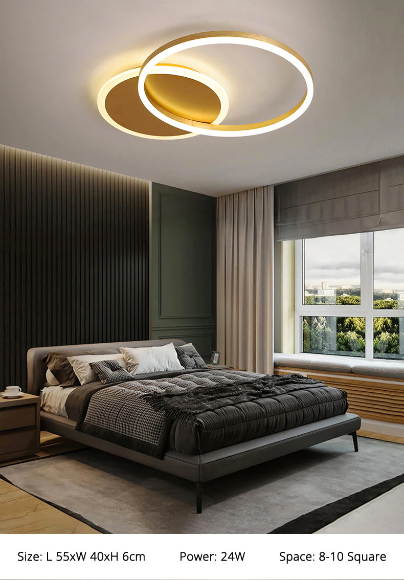 LunaRing stropní LED svítidlo — plovoucí kruhový design, jemné světlo - Desfino