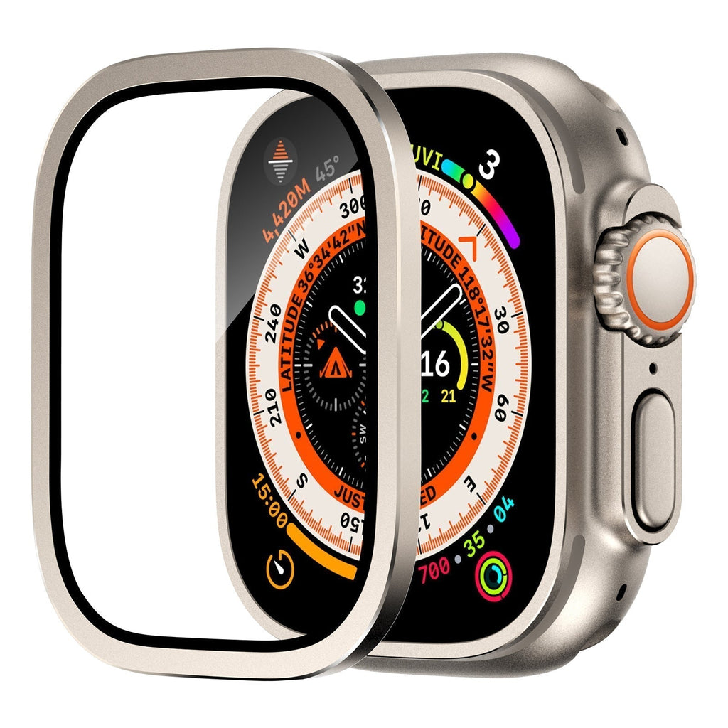 Titaaninen karkaistusta lasista valmistettu suojakotelo Apple Watch Ultra- ja Ultra 2 -malleille, 49 mm - Desfino