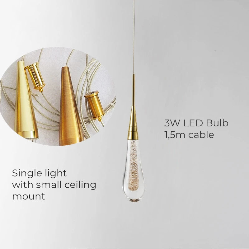 Suspension DrizzleDrop de Luneo — Gouttes LED, finition d’ambiance - Desfino
