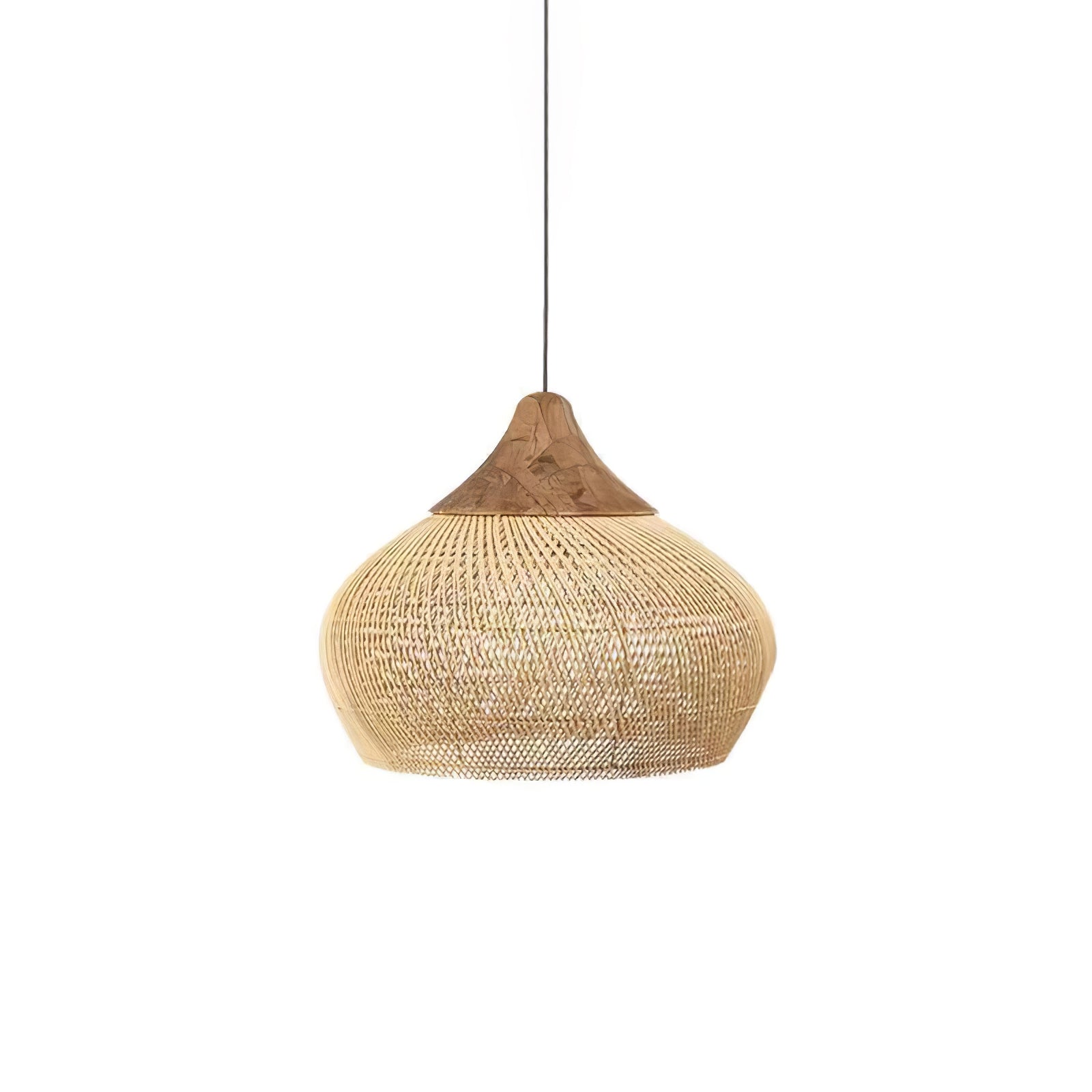 Pendelleuchte aus geflochtenem Rattan – kunstvoll handgewebtes Muster