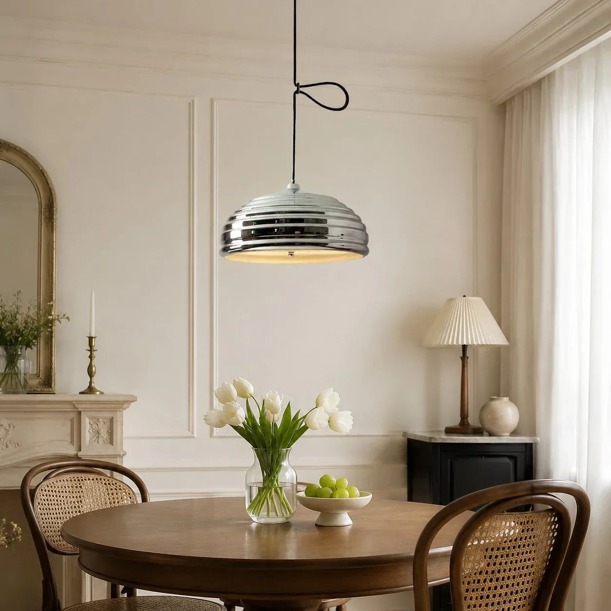 Bauhaus Adjustable Arm Pendant Light — Polished Chrome Industrial Finish