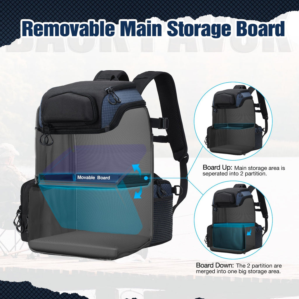 Mochila grande para aparejos de pesca Piscifun — 4 cajas de almacenamiento - Desfino