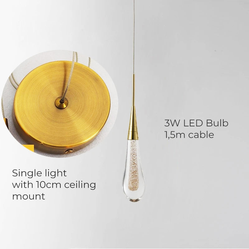 Suspension DrizzleDrop de Luneo — Gouttes LED, finition d’ambiance - Desfino
