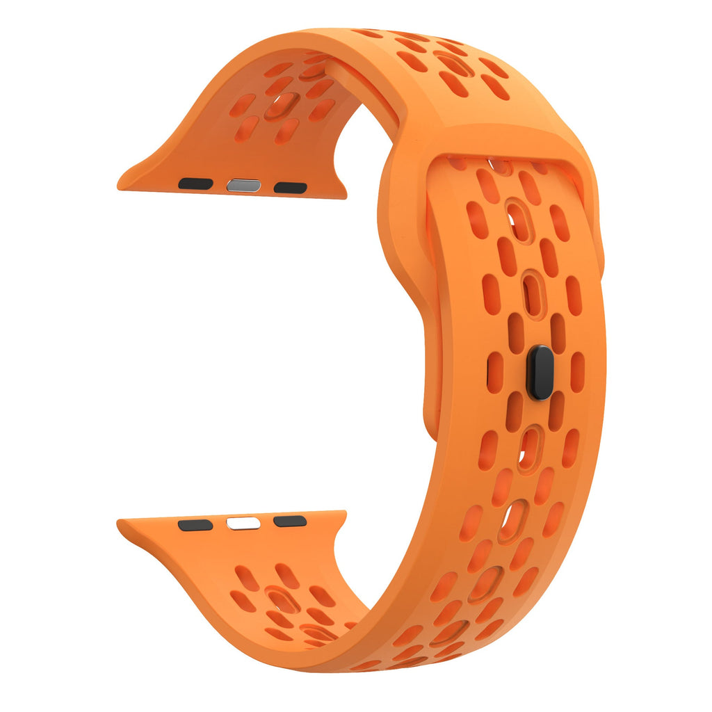 רצועת שעון Apple Watch מ־AeroFlex מגומי FKM באיכות שווייצרית — מבנה מאוורר לזרימת אוויר
