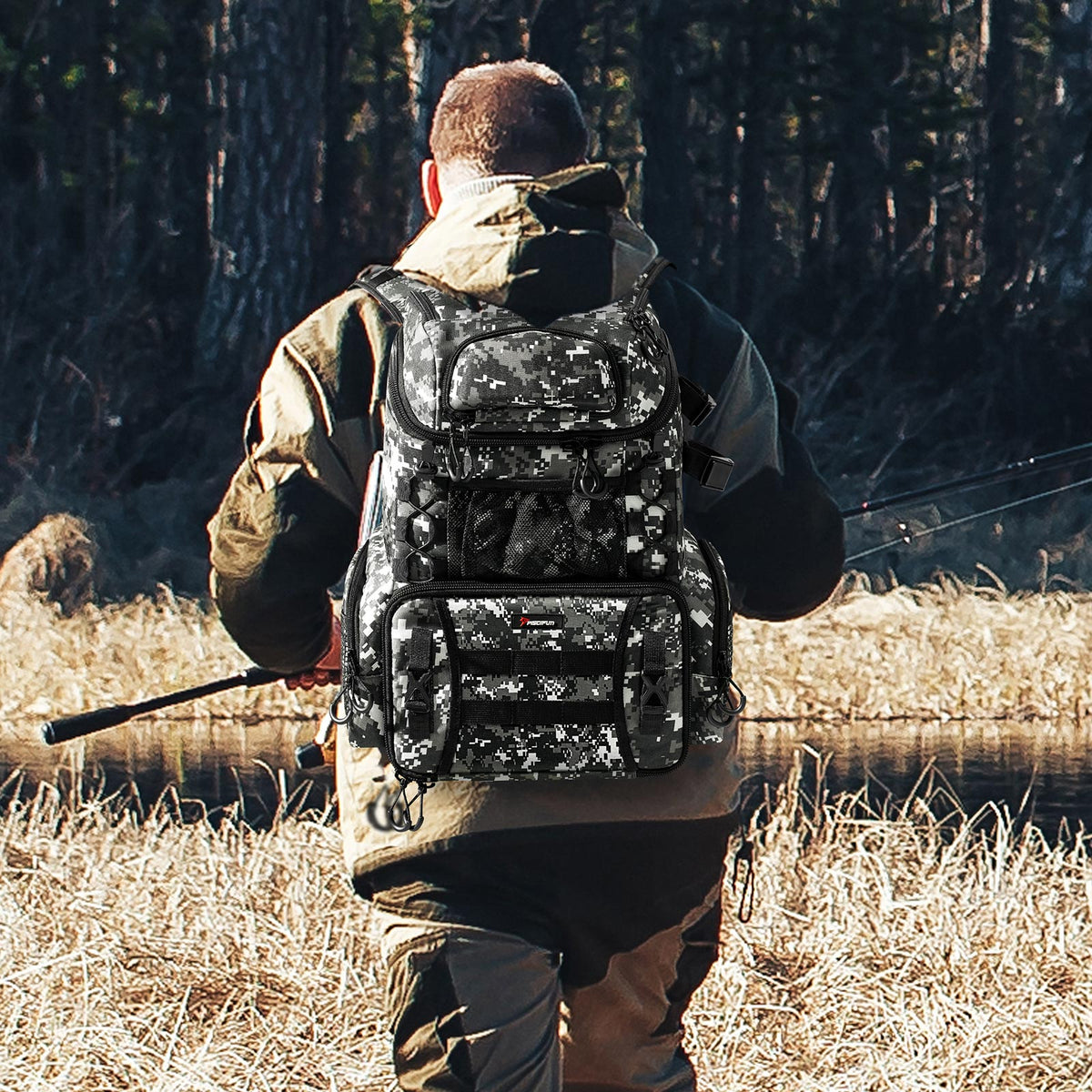 Mochila grande para aparejos de pesca Piscifun — 4 cajas de almacenamiento - Desfino