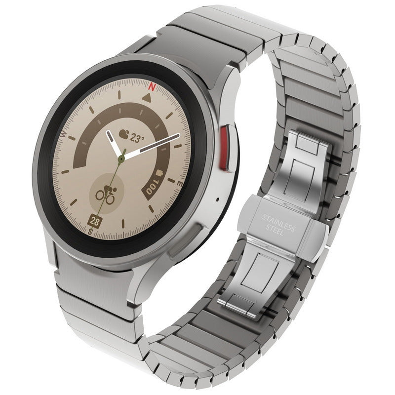 适用于 Samsung Galaxy Watch 4/5/6/7 Pro 的蝴蝶扣不锈钢表带