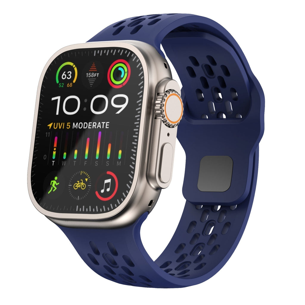 רצועת שעון Apple Watch מ־AeroFlex מגומי FKM באיכות שווייצרית — מבנה מאוורר לזרימת אוויר