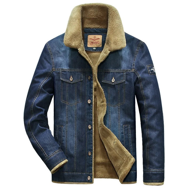 Giacca antivento in denim con fodera in pile Valeon — Capospalla confortevole - Desfino