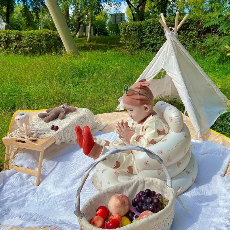NovaNest Inflatable Baby Chair — Built-In Pump, Curved Backrest - Desfino