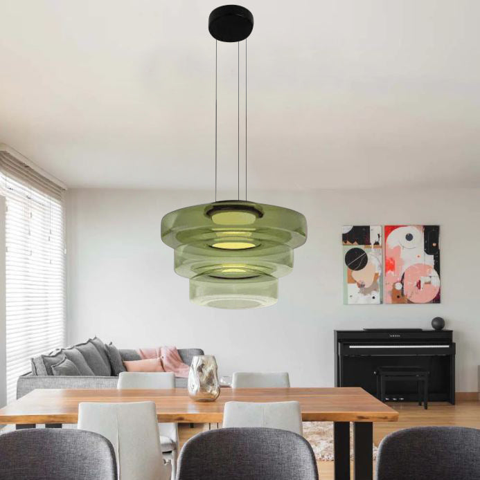 Suspension de plafond en verre Asteron inspirée de la lune et du Bauhaus - Desfino