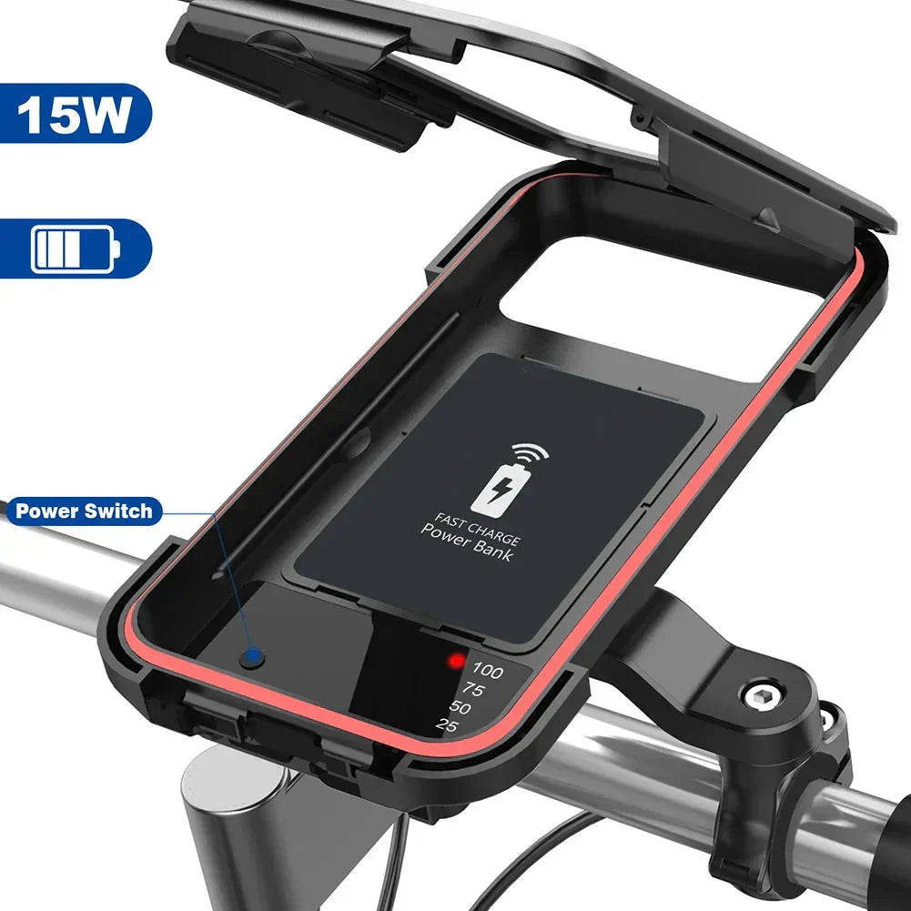 Uchwyt na telefon na kierownicę AquaRide — wodoodporny, powerbank 5000 mAh - Desfino